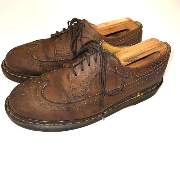 Dr. Martens Vintage 3989 Brogue Wingtip Oxford Lace Up Shoes Brown UK 9/US 10 - Picture 2 of 13